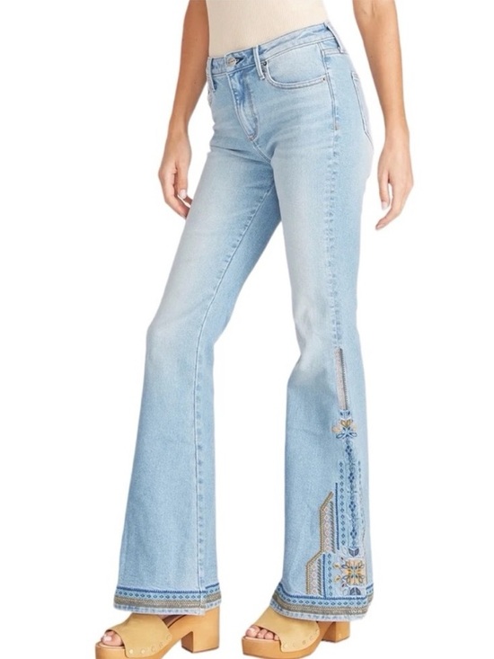DRIFTWOOD Denim - Driftwood Farrah Embroidered Flare Light Wash Jeans Size 26